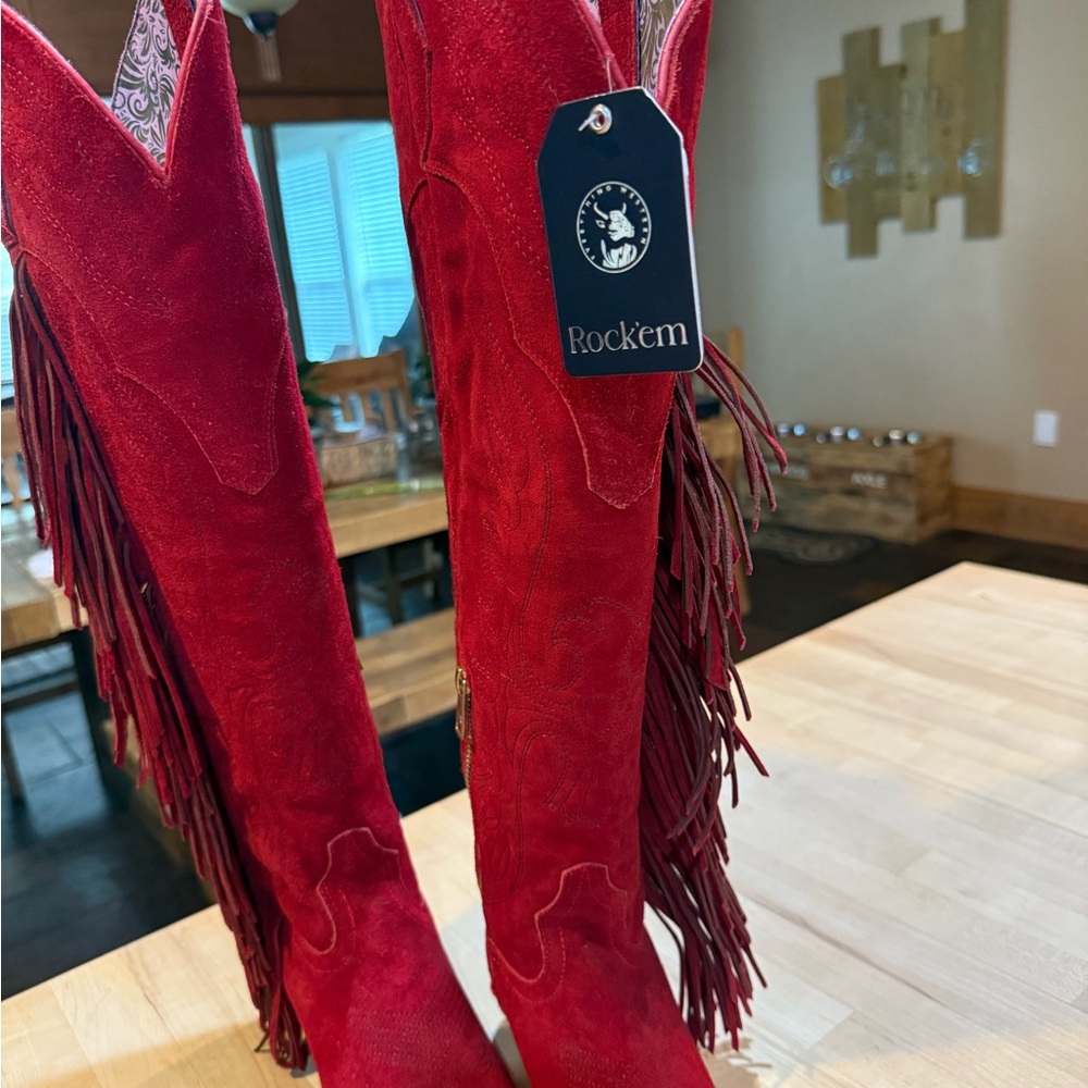 Rock'em Red Fringe Cowboy Boots
